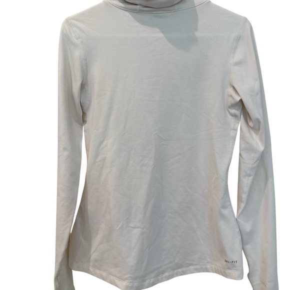 Nike Pro Dri Fit Long Sleeve Top Turtle Neck Cream Size Medium Activewear - Picture 6 of 8